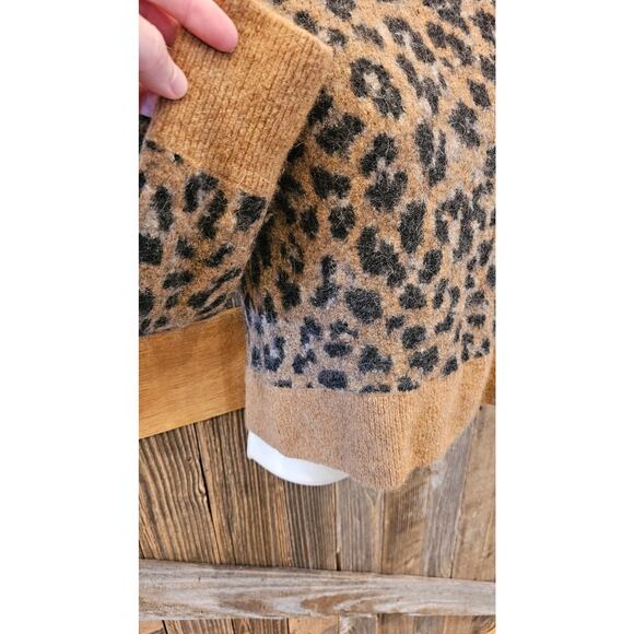 Frame cheetah print alpaca wool blend cropped sweater M (PETITE?) Casual winter - Picture 5 of 10